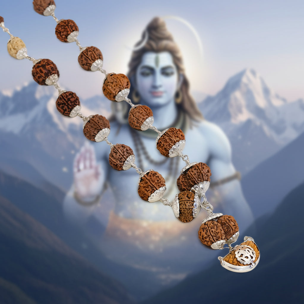1–14 Mukhi Rudraksha Mala – Nepal Origin | With Ganesh Mukhi & Gaurishankar