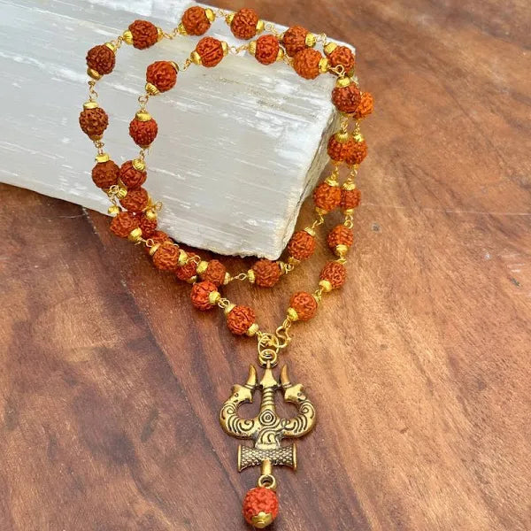 5 Mukhi (38) beads Gold Plated Rudraksha Necklace