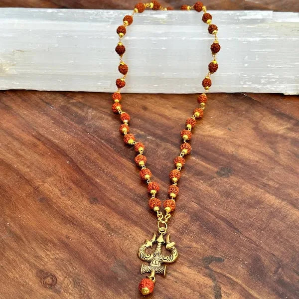 5 Mukhi (38) beads Gold Plated Rudraksha Necklace